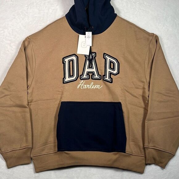 GAP x‎ Dapper Dan DAP Logo Limited Edition Brown Hoodie Pullover Men Size Medium - Picture 1 of 8